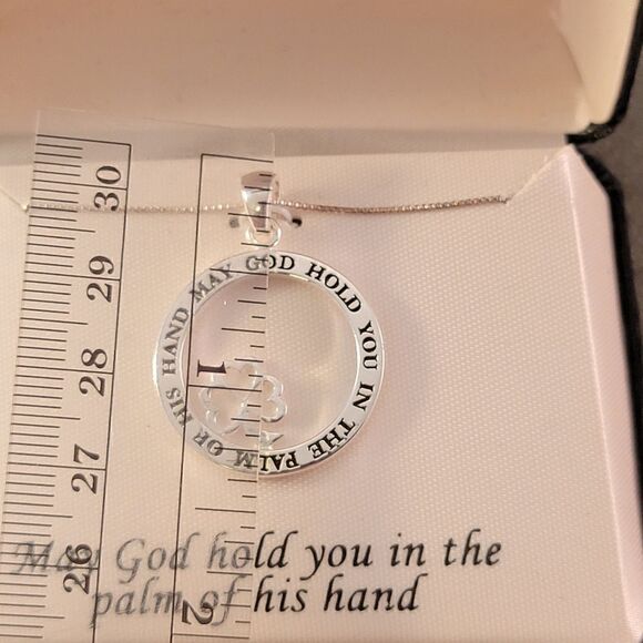 Sterling Openwork Four Leaf Clover God Inspiration Pendant Necklace - New in Box - Picture 4 of 5